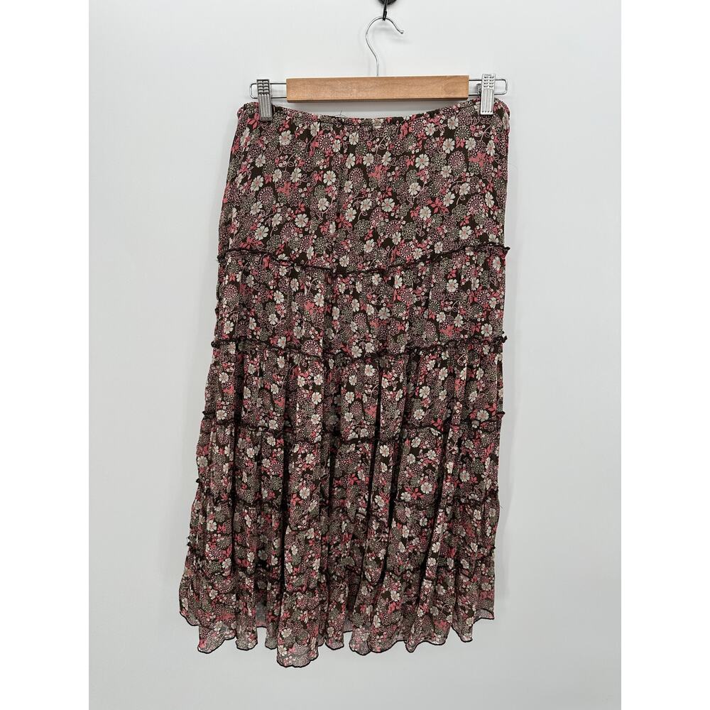 Christopher & Banks‎ Womens Brown Fairy Midi Skirt Sz M Earthy Boho Festival Y2K